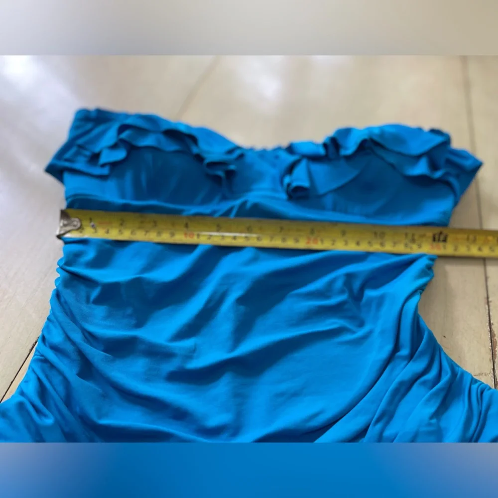 La Blanca Blue Ruffled One Piece‎ Swimsuit